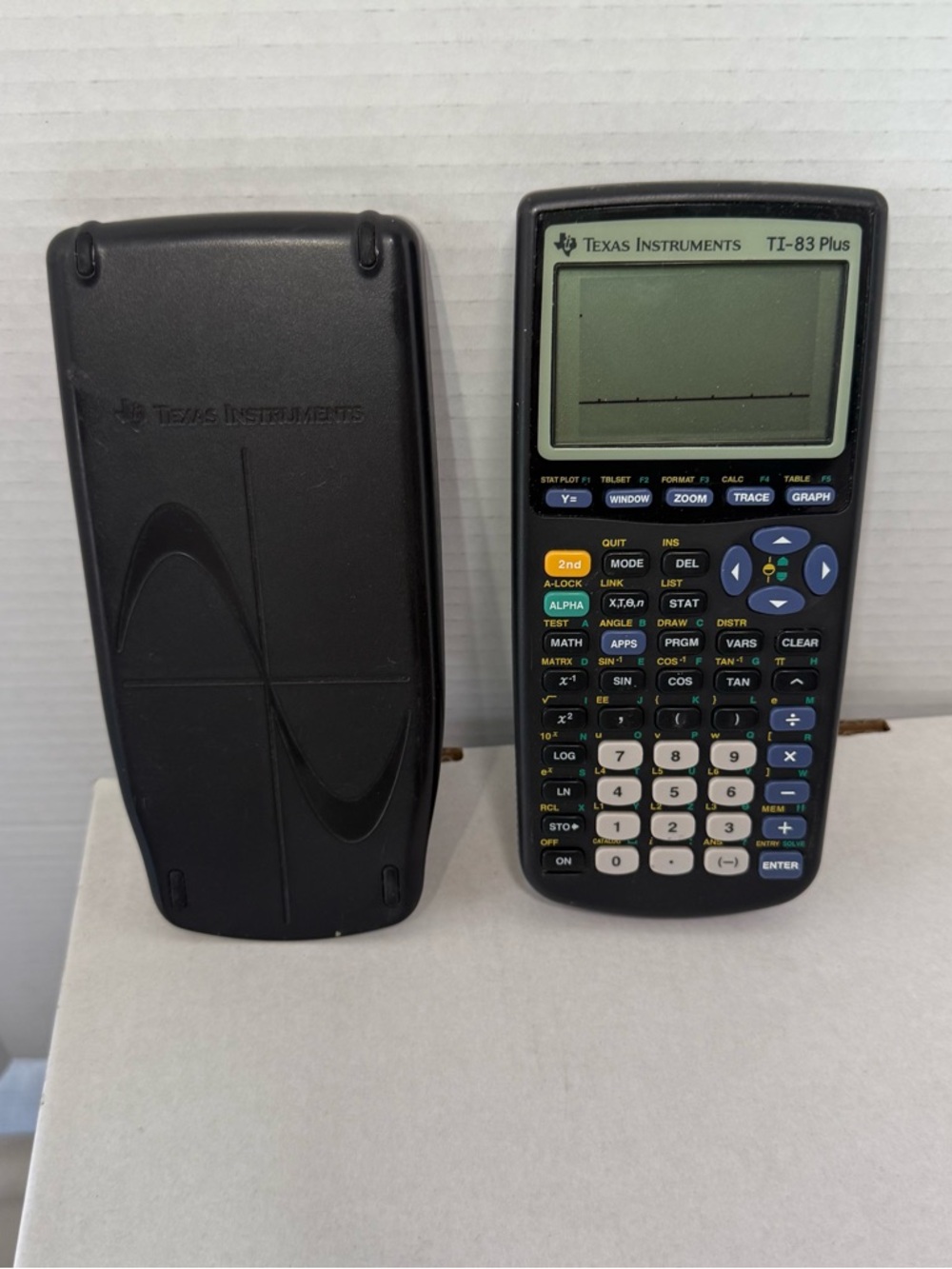 Texas Instruments TI-83 Plus Black Calculator w/ Front Cover
